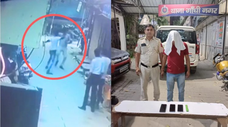 मोबाइल चोर ने पुलिस पर किया ब्लेड से हमला, चोर को पकड़ते वक्त की घटना...