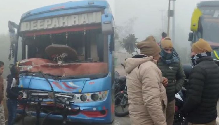 नोएडा में घने कोहरे का तांडव, 2 वोल्वो बसों में भिडंत, आधा दर्जन लोग हुए चोटिल